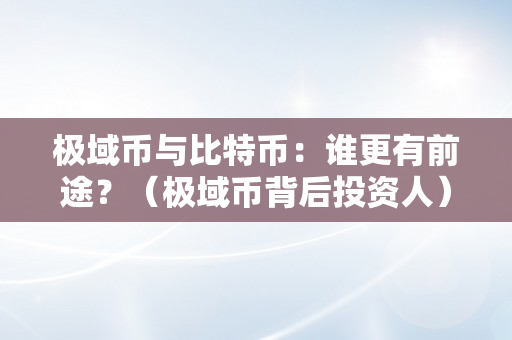 极域币与比特币：谁更有前途？（极域币背后投资人）