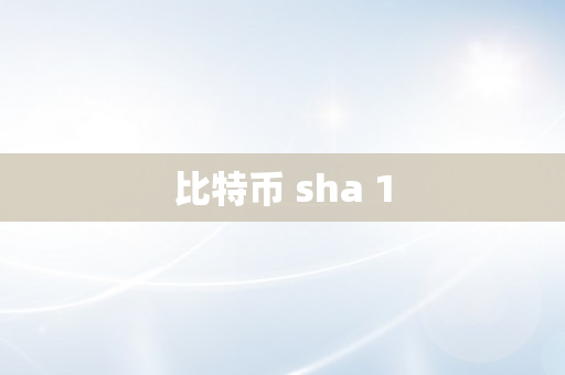 比特币 sha 1