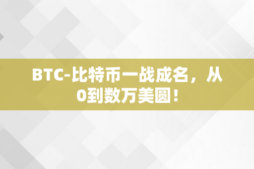 BTC-比特币一战成名，从0到数万美圆！