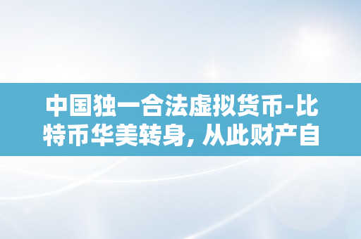 中国独一合法虚拟货币-比特币华美转身, 从此财产自在