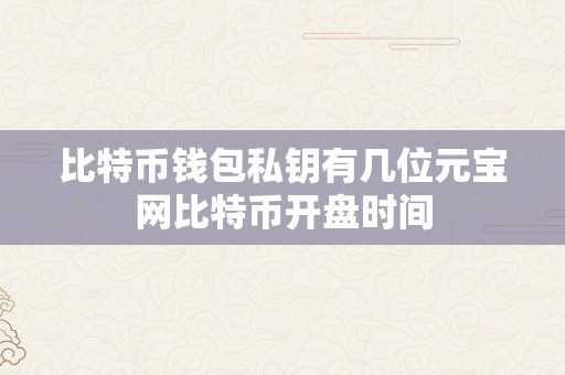 比特币钱包私钥有几位元宝网比特币开盘时间