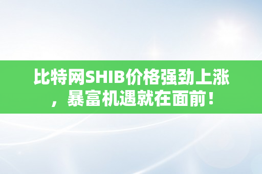 比特网SHIB价格强劲上涨，暴富机遇就在面前！