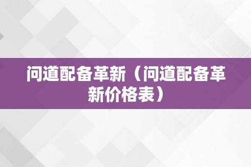 问道配备革新（问道配备革新价格表）