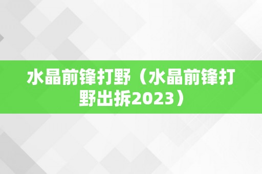 水晶前锋打野（水晶前锋打野出拆2023）