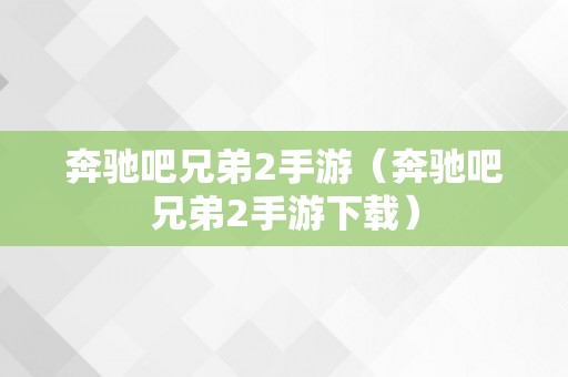 奔驰吧兄弟2手游（奔驰吧兄弟2手游下载）