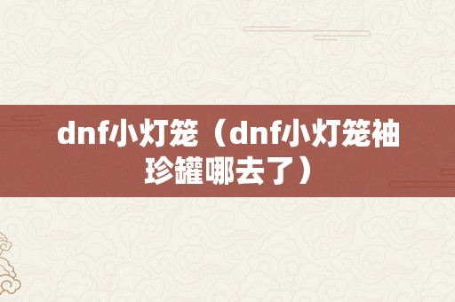 dnf小灯笼（dnf小灯笼袖珍罐哪去了）