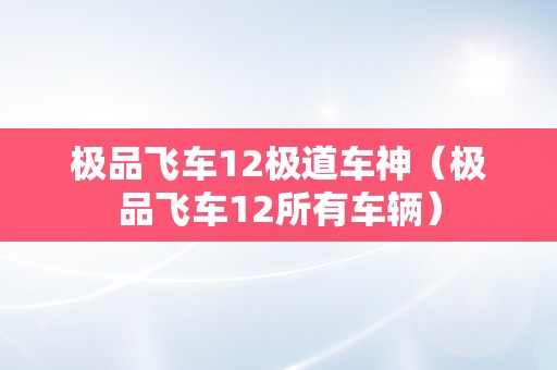 极品飞车12极道车神（极品飞车12所有车辆）