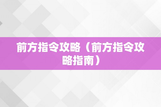 前方指令攻略（前方指令攻略指南）