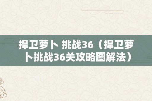 捍卫萝卜 挑战36（捍卫萝卜挑战36关攻略图解法）