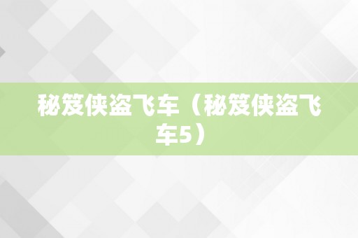 秘笈侠盗飞车（秘笈侠盗飞车5）