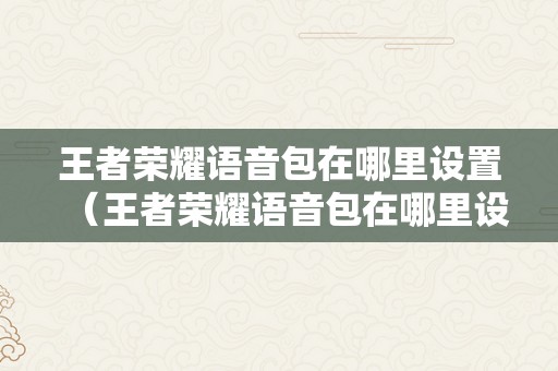 王者荣耀语音包在哪里设置（王者荣耀语音包在哪里设置李小龙）