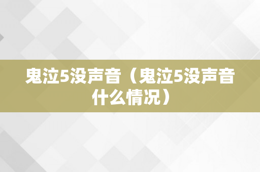 鬼泣5没声音（鬼泣5没声音什么情况）