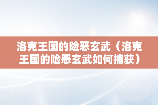 洛克王国的险恶玄武（洛克王国的险恶玄武如何捕获）