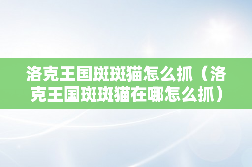 洛克王国斑斑猫怎么抓（洛克王国斑斑猫在哪怎么抓）