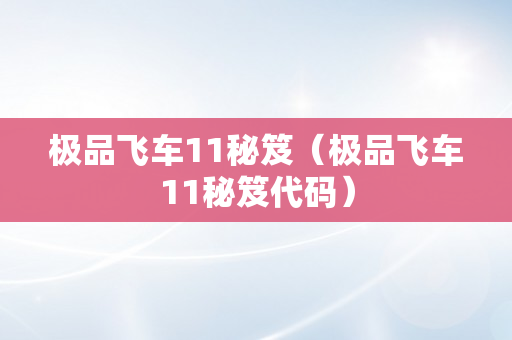 极品飞车11秘笈（极品飞车11秘笈代码）