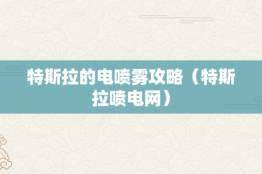 特斯拉的电喷雾攻略（特斯拉喷电网）