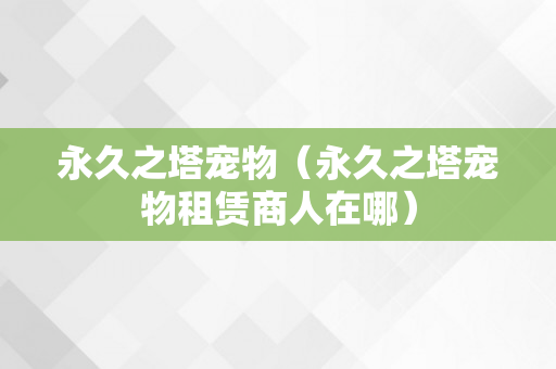 永久之塔宠物（永久之塔宠物租赁商人在哪）