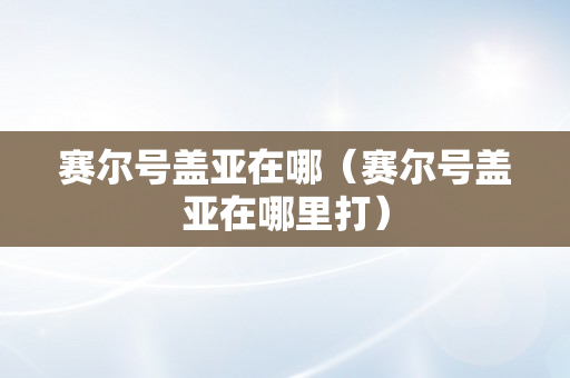 赛尔号盖亚在哪（赛尔号盖亚在哪里打）