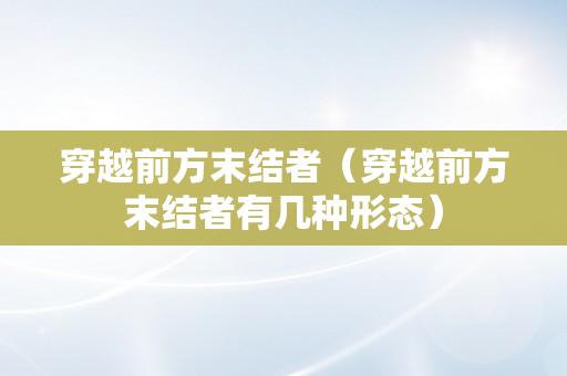 穿越前方末结者（穿越前方末结者有几种形态）