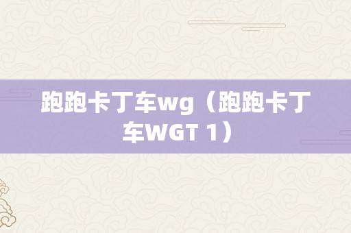 跑跑卡丁车wg（跑跑卡丁车WGT 1）