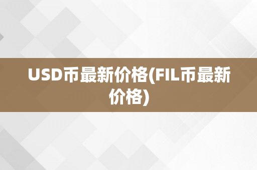 USD币最新价格(FIL币最新价格)