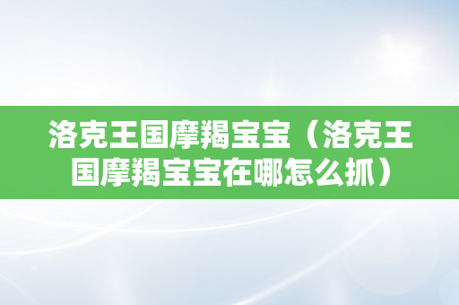 洛克王国摩羯宝宝（洛克王国摩羯宝宝在哪怎么抓）