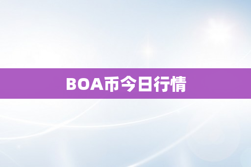 BOA币今日行情