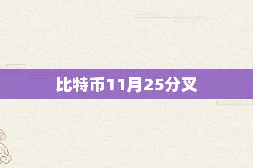 比特币11月25分叉