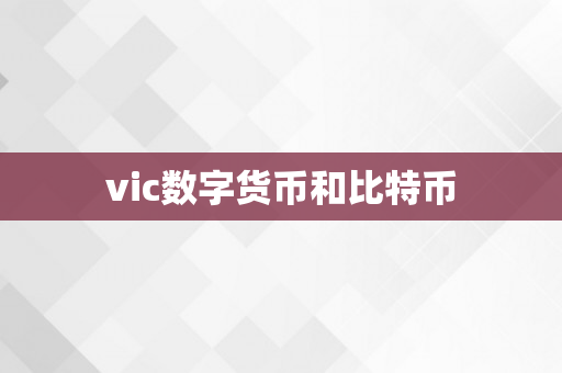 vic数字货币和比特币