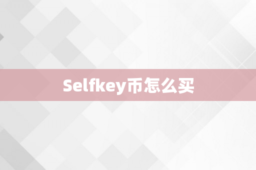 Selfkey币怎么买