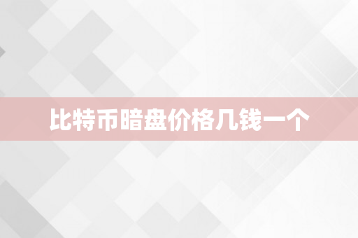 比特币暗盘价格几钱一个