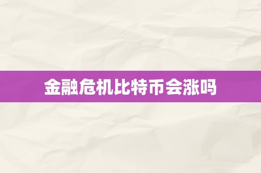 金融危机比特币会涨吗