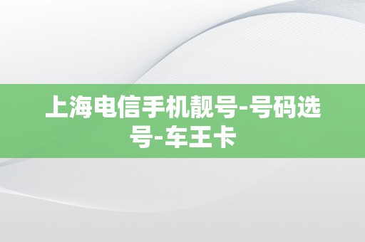 上海电信手机靓号-号码选号-车王卡