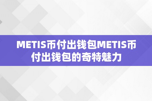 METIS币付出钱包METIS币付出钱包的奇特魅力