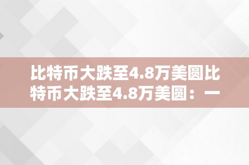 比特币大跌至4.8万美圆比特币大跌至4.8万美圆：一场风暴前的暗涌，比特币市场的深度分析