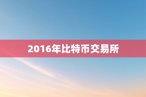 2016年比特币交易所