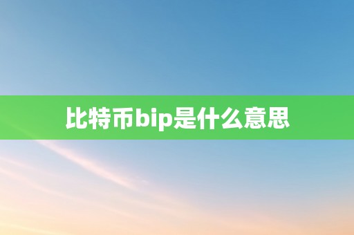 比特币bip是什么意思