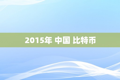 2015年 中国 比特币