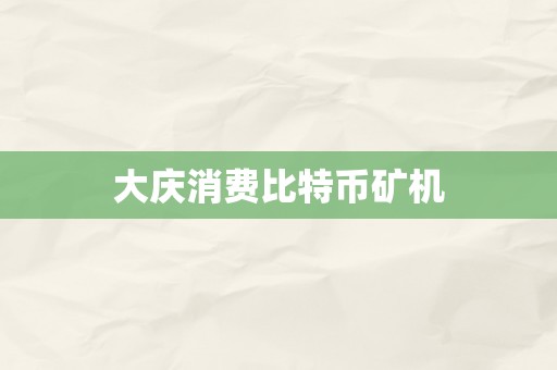 大庆消费比特币矿机