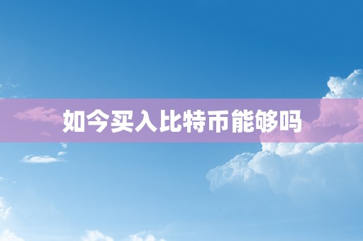 如今买入比特币能够吗