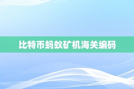 比特币蚂蚁矿机海关编码