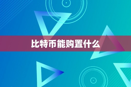 比特币能购置什么