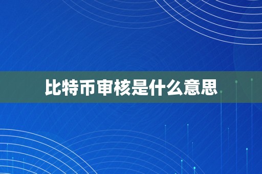 比特币审核是什么意思