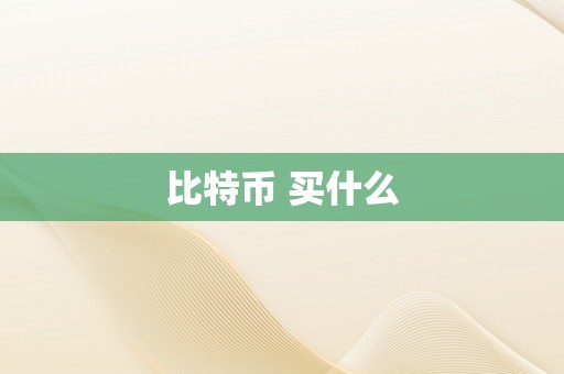 比特币 买什么