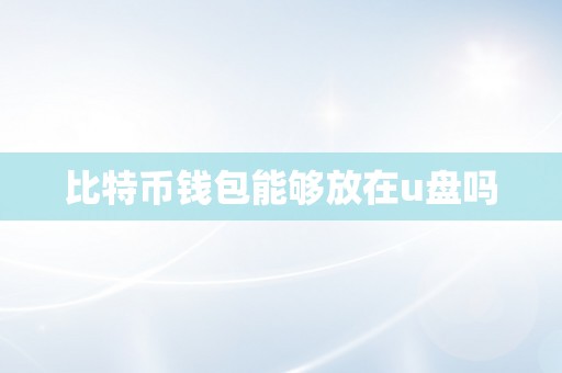 比特币钱包能够放在u盘吗