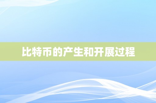 比特币的产生和开展过程