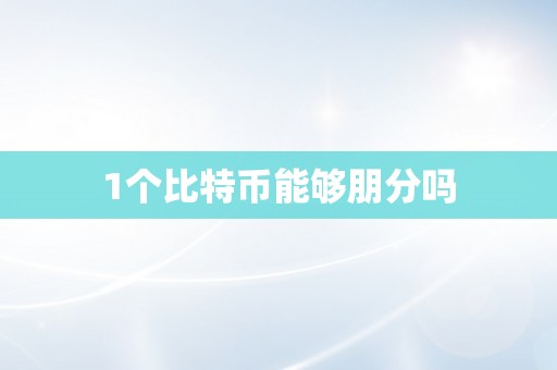 1个比特币能够朋分吗