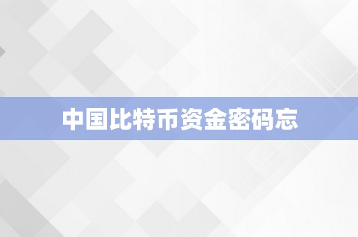 中国比特币资金密码忘