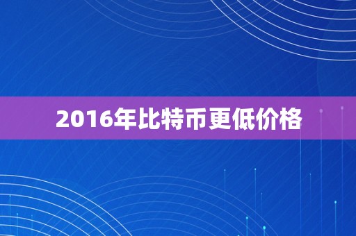 2016年比特币更低价格