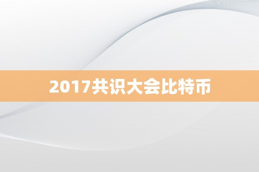 2017共识大会比特币